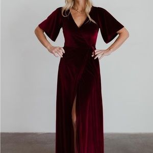 Baltic Born Meghan Velvet Wrap Maxi Dress Medium Mulberry